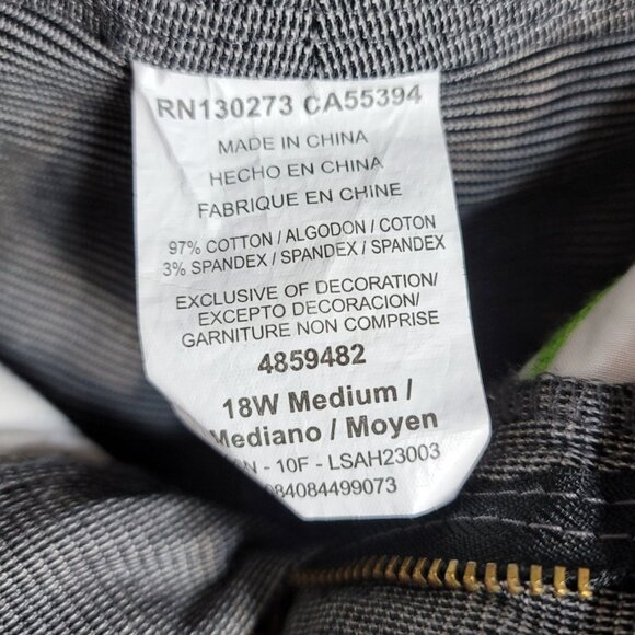 Lee Herringbone Pants Gray 18W Natural Straight Leg Just Below Waist Zip Button - Picture 8 of 8